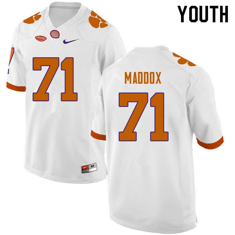 Youth #71 Jack Maddox Clemson Tigers College Football Jerseys Sale-White